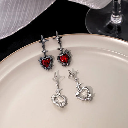 Romantic Heart Earrings for Women Colorful Zircon Accessories