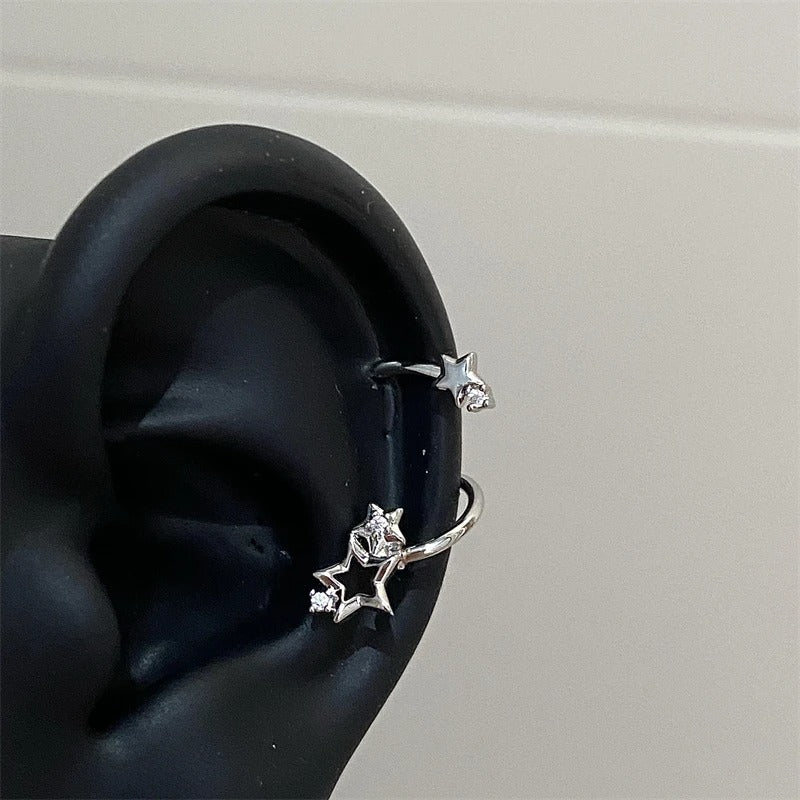 1PCS Star Surround Planet Spiral 316L Stainless Steel Ear Bone Nail for Women New Fashion Silver Color Earrings Accessories