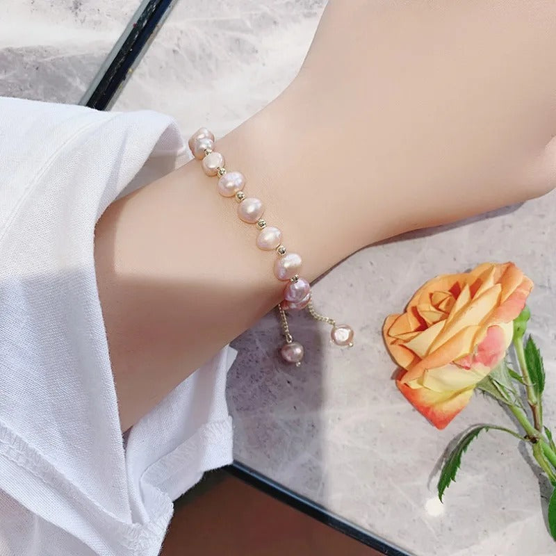 Irregular Imitation Pearl Bracelet For Women Korean Natural Stone Pendant Adjustable Cuff Bracelets Anniversary Jewelry