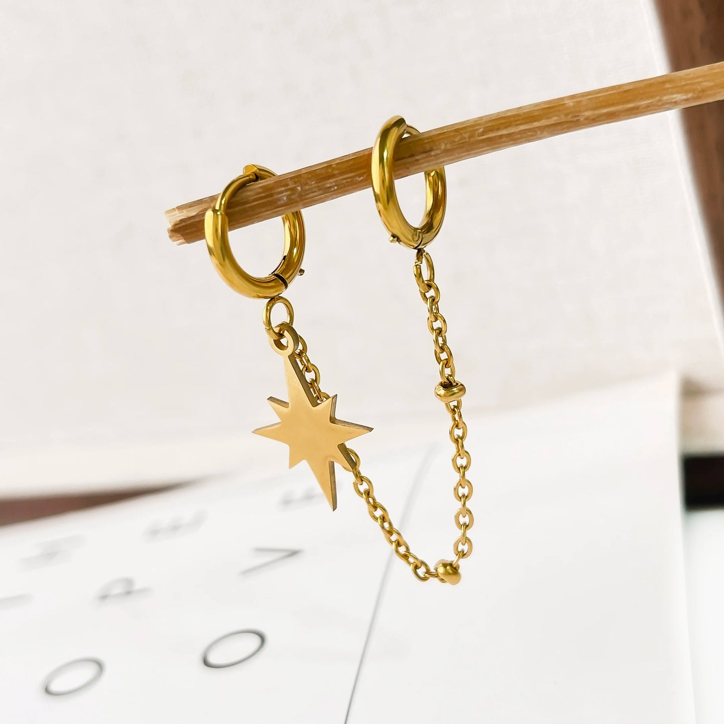 Double Hole Tassel Hoop Earrings Stainless Steel for Women