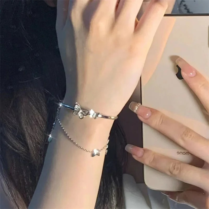Exquisite Butterfly Chain Bracelet Shiny Zirconia Flower Star Moon Pendant Adjustable Bracelets Women Elegant Jewelry