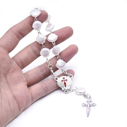 Santiago Plastic Shell Cross Rosary Bracelets Catholic Religious Jewelry For Men Women