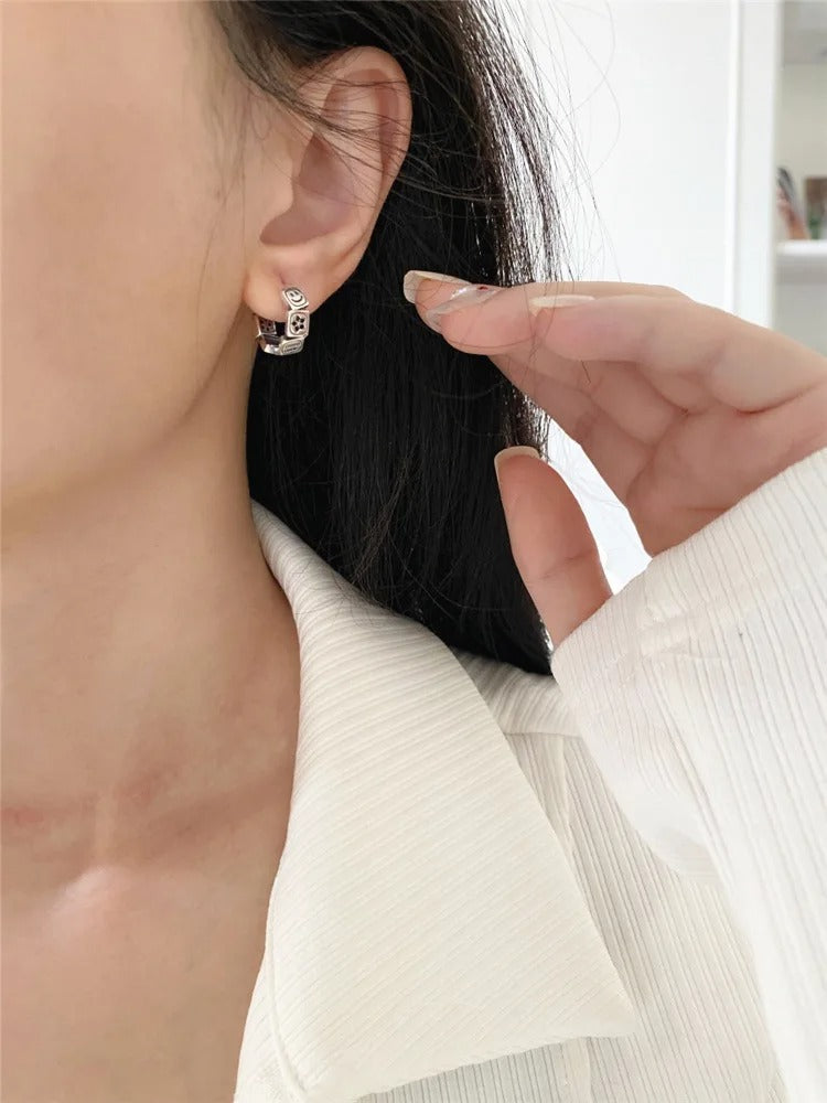 S925 Sterling Silver Smile Earrings Korean Fashion Women