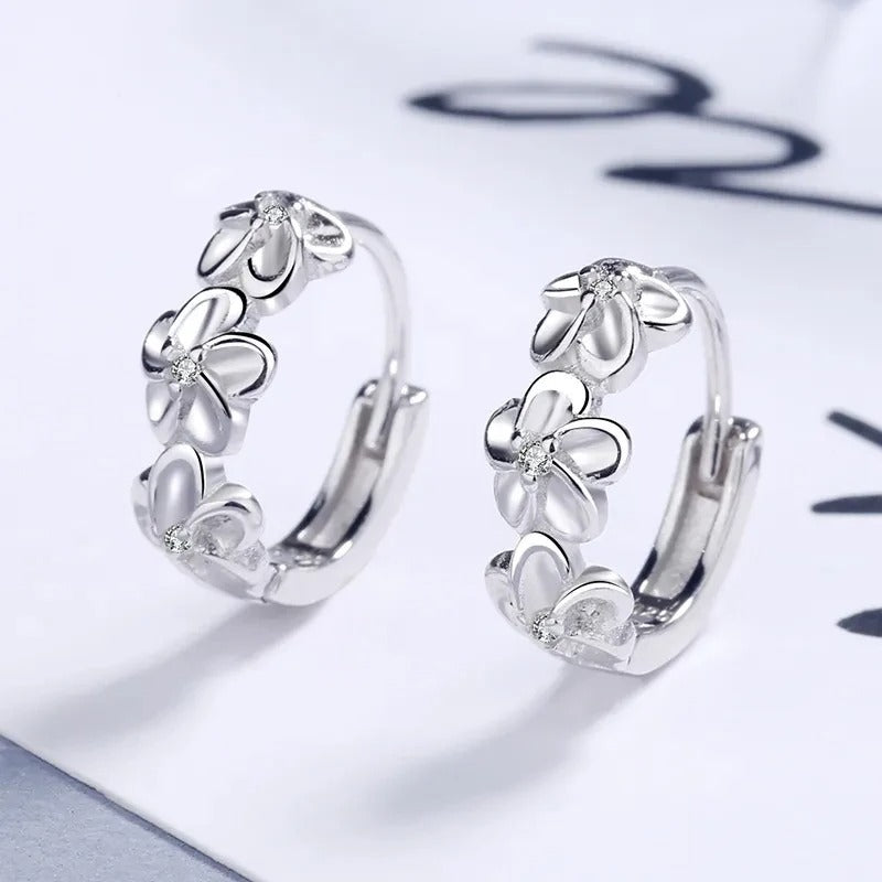 Women’s Crystal Zircon Stud Earrings 925 Sterling Silver Fashion