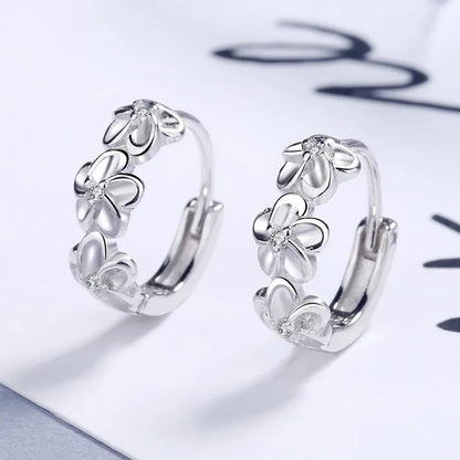 Women’s Crystal Zircon Stud Earrings 925 Sterling Silver Fashion