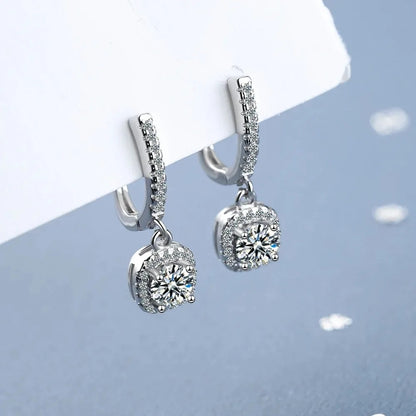 Dainty 2CT Moissanite Hoop Earrings Women Gold Plated Silver Jewelry Gift