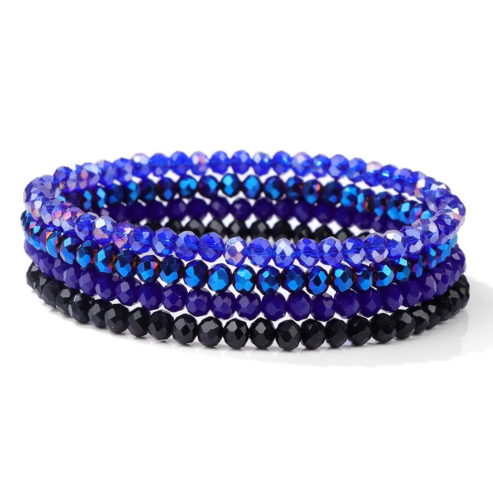 4Pcs/set Shinning Crystal Beads Elastic Bracelet Colorful Crystal Glass Beaded Bracelet Bangles Set For Women