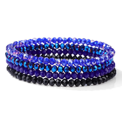 4Pcs/set Shinning Crystal Beads Elastic Bracelet Colorful Crystal Glass Beaded Bracelet Bangles Set For Women
