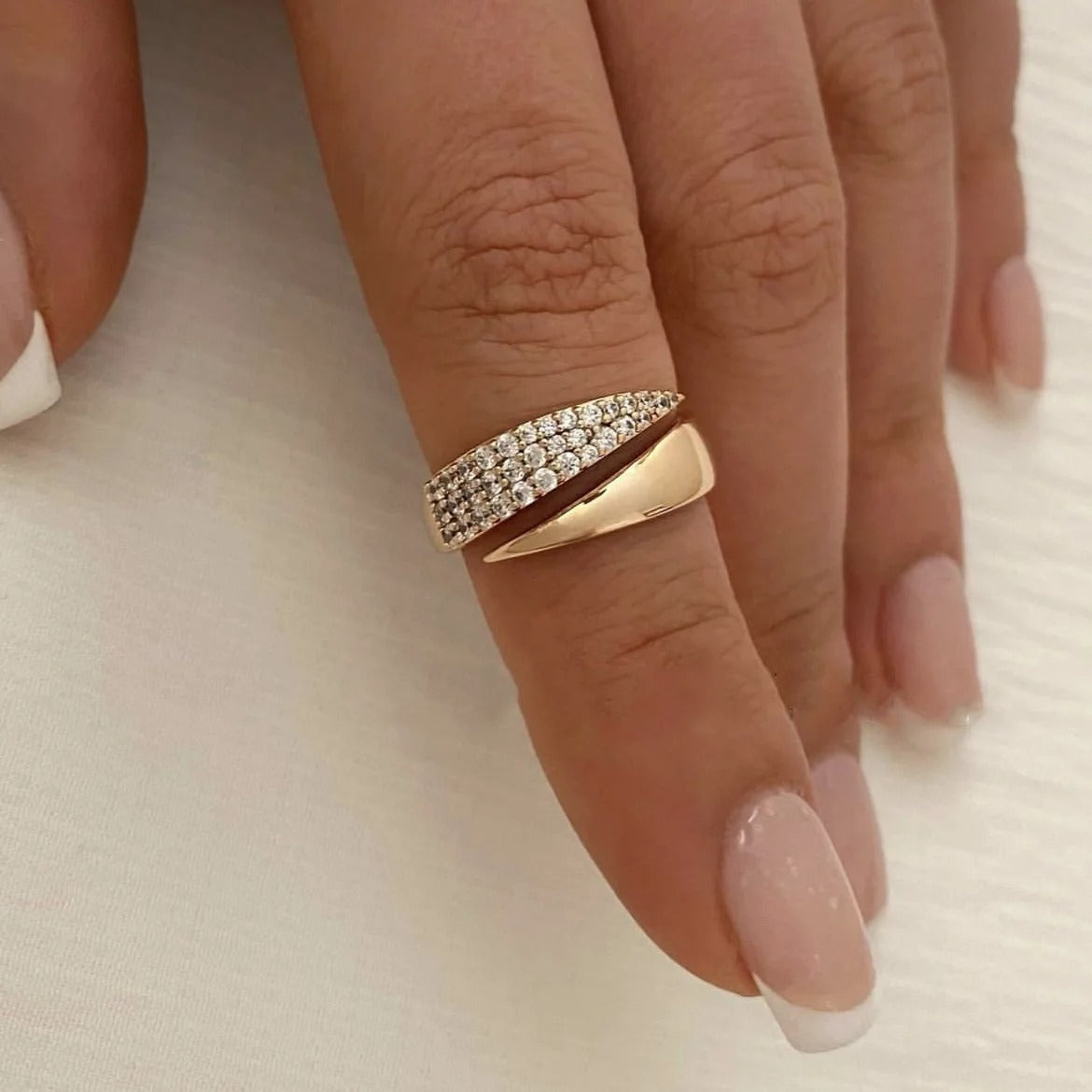 Women’s Stainless Steel Sun Ring Gold Plated Metal Texture Jewelry
