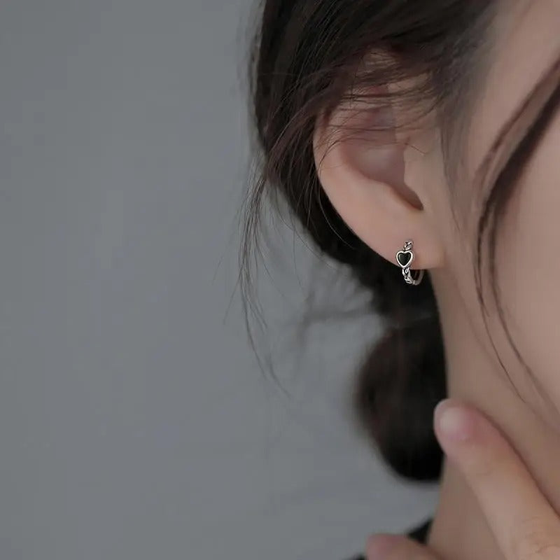 Black Heart Hoop Earrings for Women Wedding Jewelry Accessories