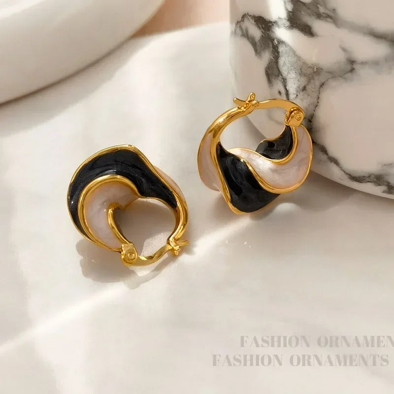 Gold Plated Enamel Small Hoop Earrings Creative Statement Jewelry