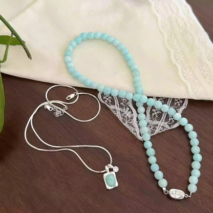 Women’s Block Stone Necklace Special Design Jewelry Gift