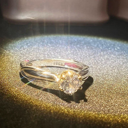 Women’s 18K Gold Ring Moissanite Gemstone Couples Wedding Jewelry