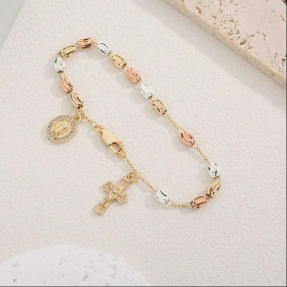 Jewellery Women Virgin Mary Rosary Bead Cross Bracelet Charms Chain accessories
