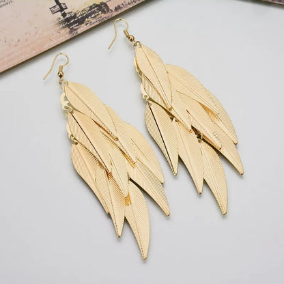 Trendy Long Drop Earrings Women Punk Metal Tassel Jewelry