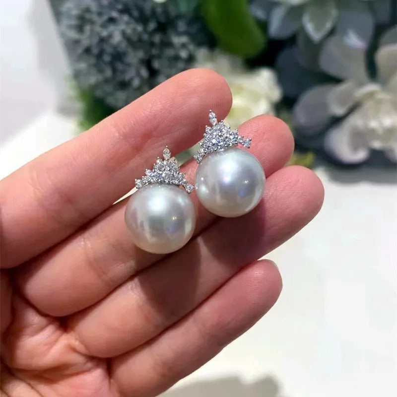 New 925 Sterling Silver Pearl Zircon Earrings for Women