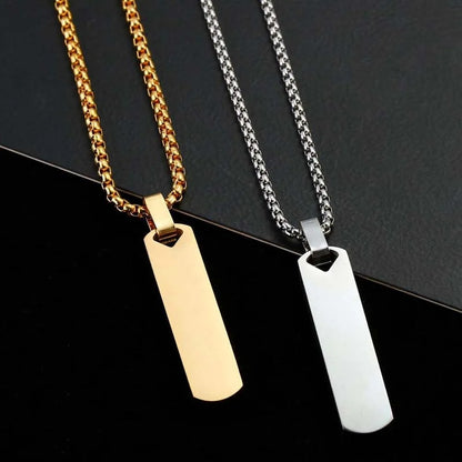 Simple Trendy Men Rectangle Bar Geometric Pendant Necklace Fashion Jewelry Decoration Accessories