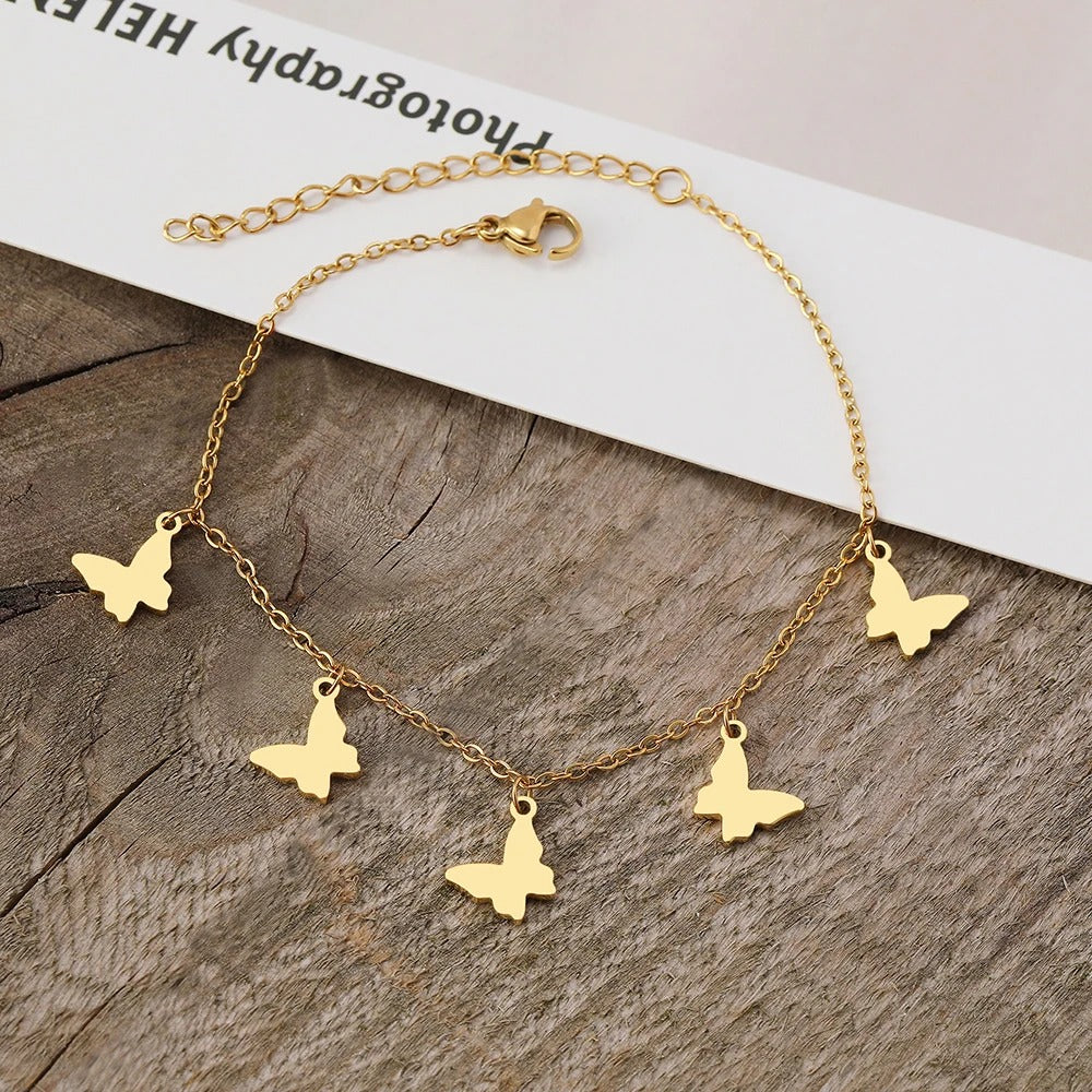 Stainless Steel Butterfly Pendant Bracelet Vintage Women’s Jewelry