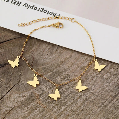 Stainless Steel Butterfly Pendant Bracelet Vintage Women’s Jewelry