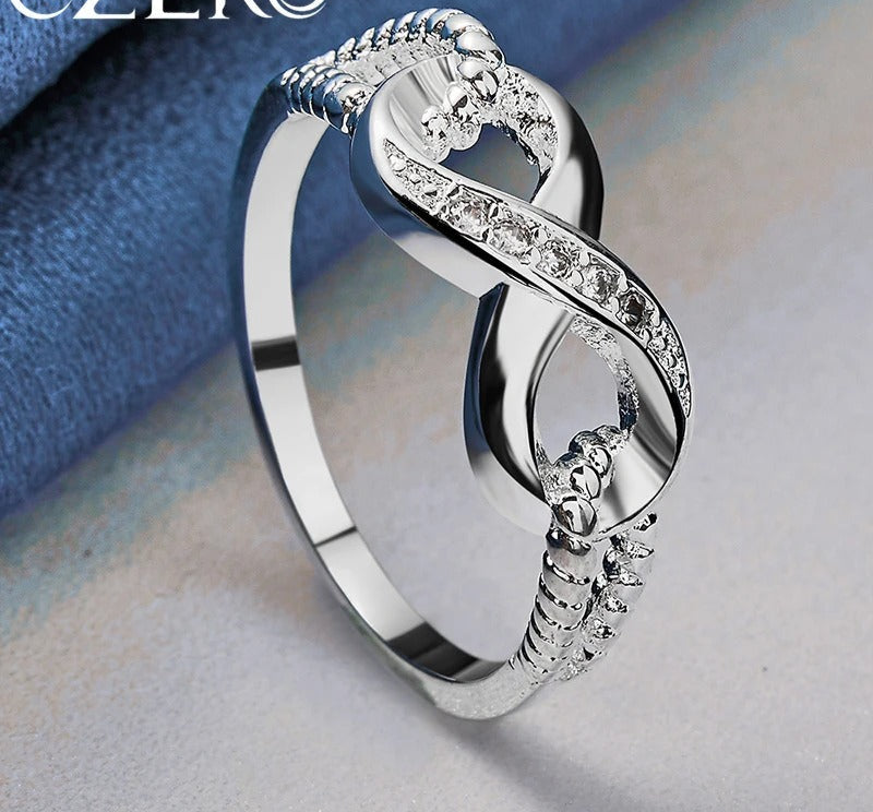 Silver Zircon Wedding & Engagement Ring for Women Couple Jewelry Gift