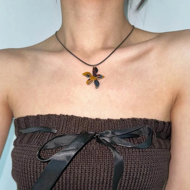 Simple Maple Leaf Choker Necklace Fashion Acrylic Clavicle Chain Jewelry