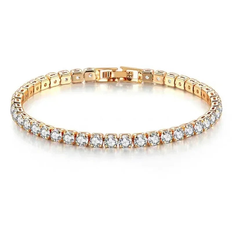 Pure Silver Rose Gold Bracelet Shining Classic Hip Hop Crystal Tennis Bracelet Women's Jewelry Fashion Wedding Gift