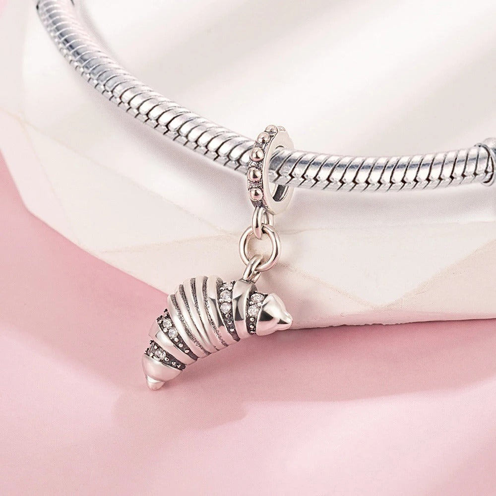 Pan Charms Original Croissant Dangle Charm Bracelet Pendant Jewelry