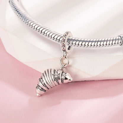 Pan Charms Original Croissant Dangle Charm Bracelet Pendant Jewelry