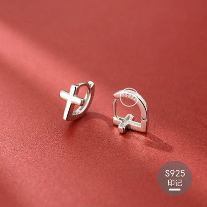 Fashion Couple Cross Earrings Sterling Silver Women Accessories
