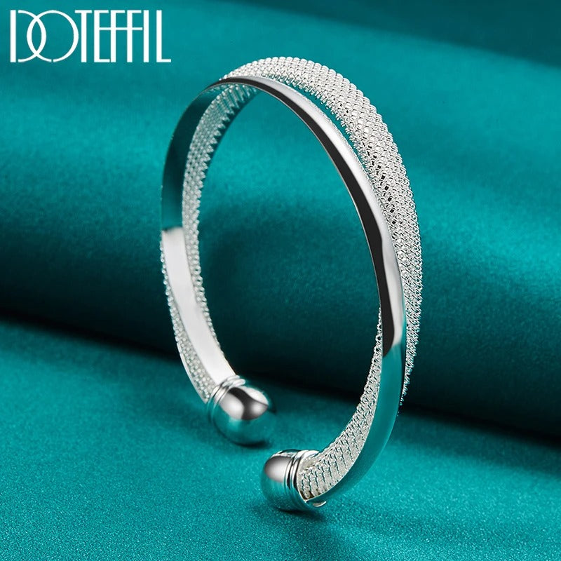 Women’s & Men’s Silver Bangle Elegant 925 Sterling Smooth Bracelet