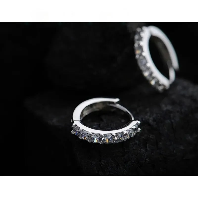 Luxury 925 Silver Rhinestone Hoop Earrings Romantic Jewelry for Women