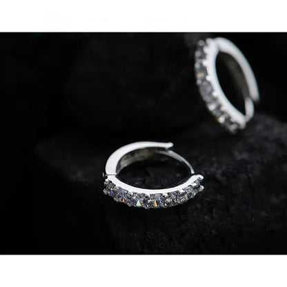 Luxury 925 Silver Rhinestone Hoop Earrings Romantic Jewelry for Women