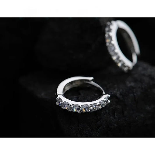 Luxury 925 Silver Rhinestone Hoop Earrings Romantic Jewelry for Women