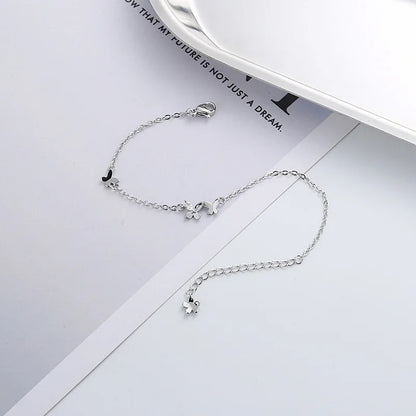 925 Silver Diamond-Studded Butterfly Bracelet Women's Fashion Temperament Flower Adjustable Bracelet