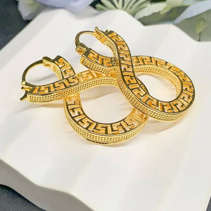 Hollow Copper Drop Earrings Gold Plated Women Wedding Jewelry