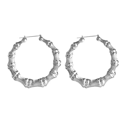 Large Bamboo Hoop Earrings for Women Summer Fashion Jewelry