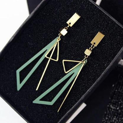 Triangle Long Drop Earrings for Women Geometric Statement Jewelry Gift