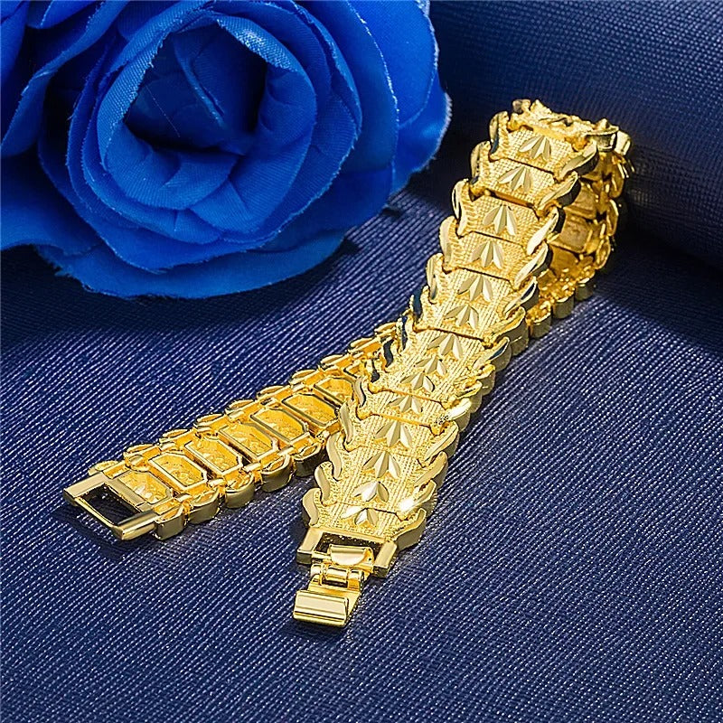 Retro Fashion Coin Gold-Plated Wide Bracelet Watch Chain