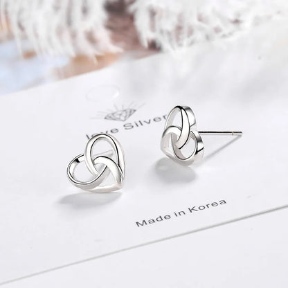 925 Sterling Silver Love Heart Stud Earrings For Women Luxury Designer Jewelry