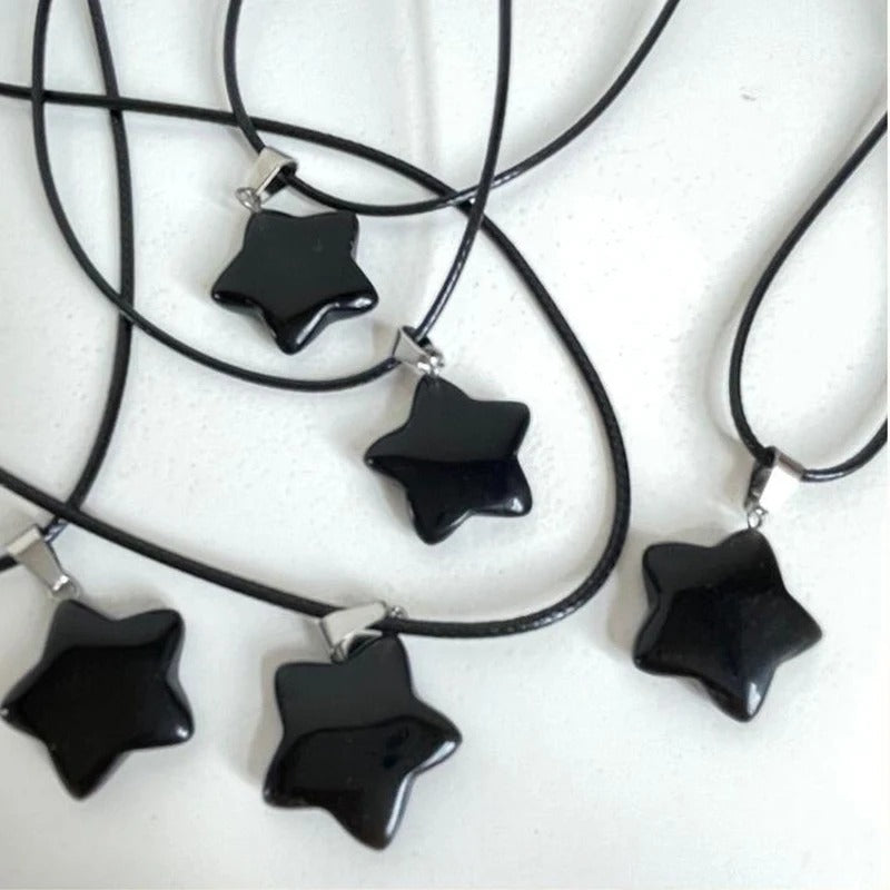 Pentagram Star Crystal Pendant Necklace Sacred Healing Gemstone Natural Stone Pendant for Women Girls Necklace Crystal Healing