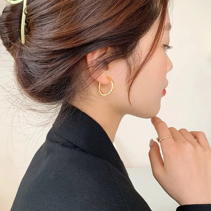 Classic Simple Round Hoop Earrings Women Circle Shiny Jewelry