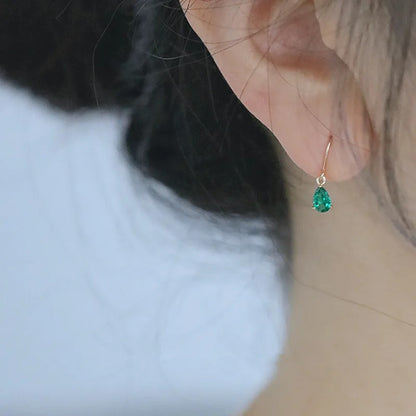 Women’s S925 Silver Green Zircon Water Drop Stud Earrings Jewelry