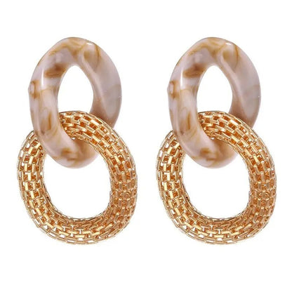 European Acrylic Chain Dangle Earrings Women Big Circle Jewelry