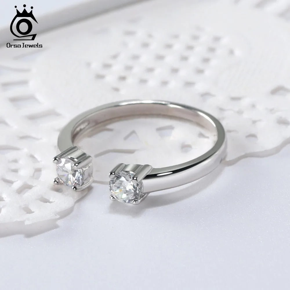 ORSA JEWELS 925 Silver Adjustable Ring AAA Zircon Jewelry Gift