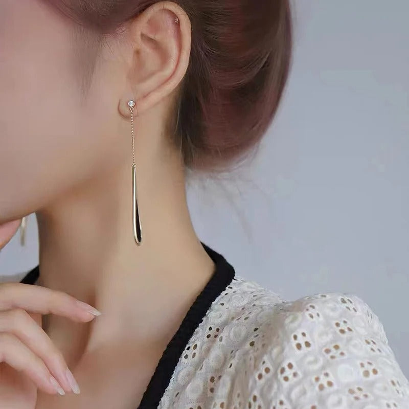 Black Drop Tassel Long Earrings 2025 New Fashion Party Luxury Accessories For Women Temperament Jewelry