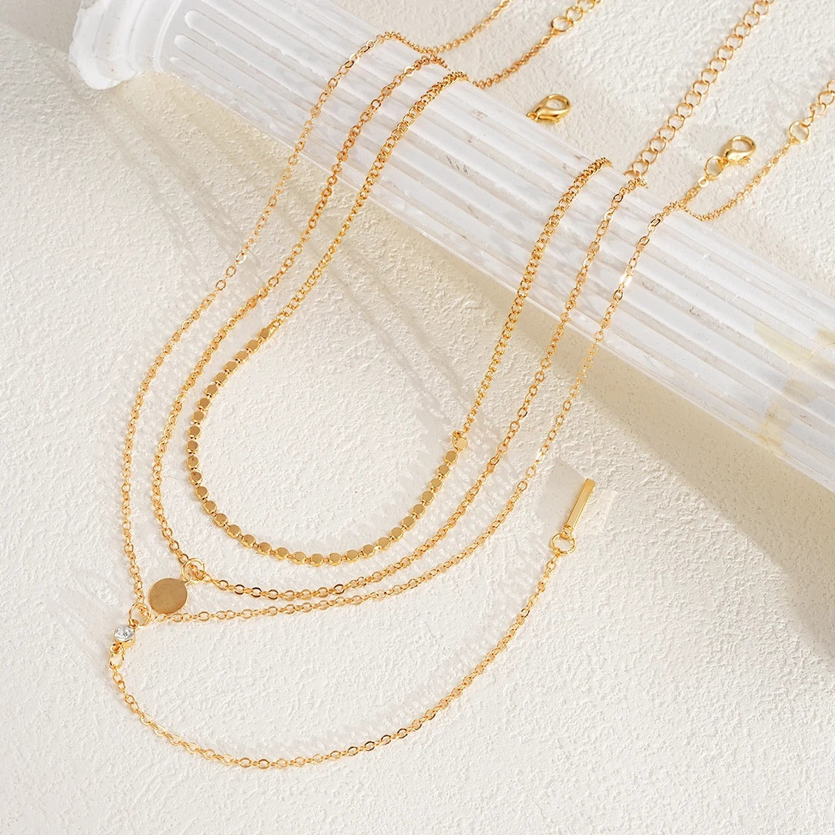 3-Piece Layered Coin Pendant Necklace Set 3-piece necklace set Brande Hub