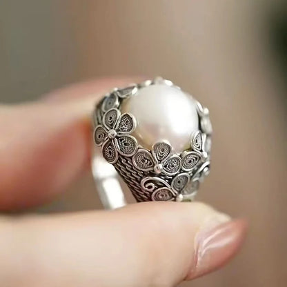 Silver Rings vintage Flowers High Quality For Women Fine Wedding Jewelry Accessories Party Gifts