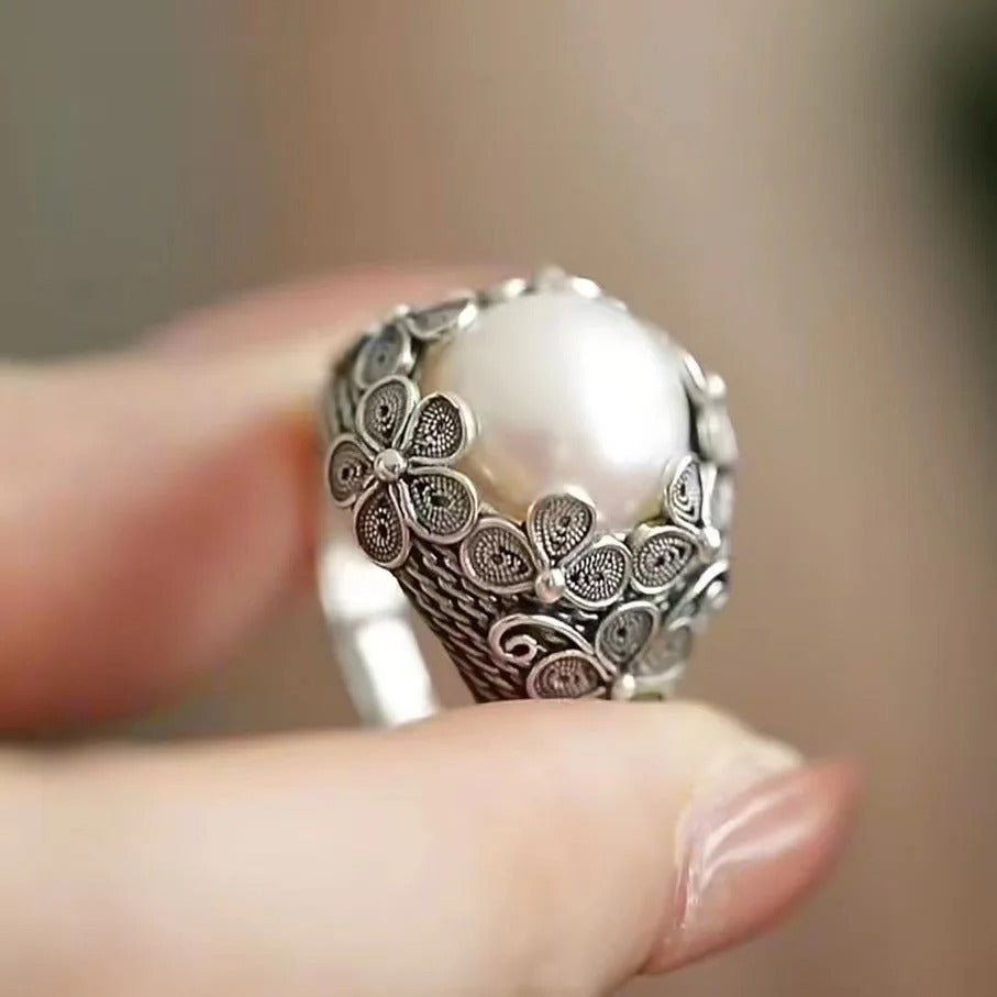 Silver Rings vintage Flowers High Quality For Women Fine Wedding Jewelry Accessories Party Gifts