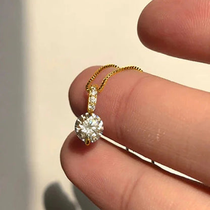 ]Eternity Pendant Necklace with Round Cubic Zirconia Simple and Elegant Women's Accessories for Wedding Classic Jewelry