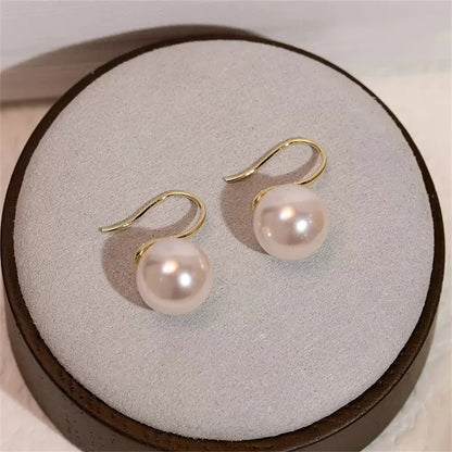 French Vintage Pearl Earrings for Women Round Imitation Jewelry
